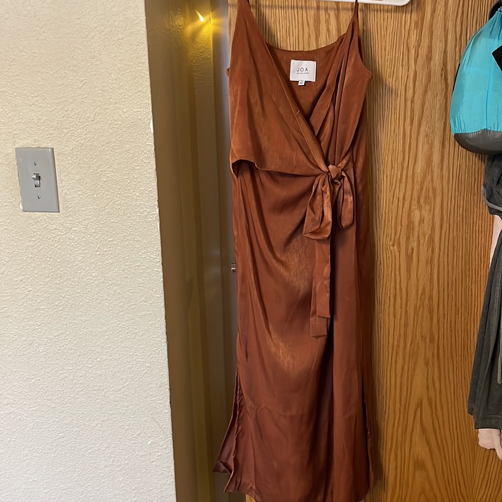 XS burnt orange satin dress
